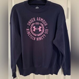 Under Armour Women's Navy/Pink-Purple Logo Crewneck Sweatshirt-Medium - Cozy! 😊